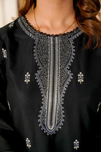 Ayleen Vol1 All Black 3pc Premium Lawn Dyed Front Full Embroidered, Premium Lawn Dyed Back Sleeve & Lawn Voil Digital Print Dupatta- Azmire - Ayleen Clothing