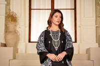Ayleen Vol1 All Black 3pc Premium Lawn Dyed Front Full Embroidered, Premium Lawn Dyed Back Sleeve & Lawn Voil Digital Print Dupatta- Saaya - Ayleen Clothing