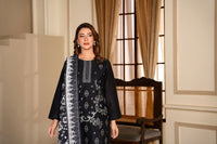 Ayleen Vol1 All Black 3pc Premium Lawn Dyed Front Full Embroidered, Premium Lawn Dyed Back Sleeve & Lawn Voil Digital Print Dupatta- Siyara - Ayleen Clothing