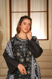 Ayleen Vol1 All Black 3pc Premium Lawn Dyed Front Full Embroidered, Premium Lawn Dyed Back Sleeve & Lawn Voil Digital Print Dupatta- Zariyah - Ayleen Clothing