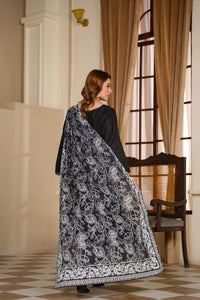 Ayleen Vol#1 All Black 3pc Premium Lawn Dyed Front Full Embroidered, Premium Lawn Dyed Back Sleeve & Lawn Voil Digital Print Dupatta- Noor-e-sehr